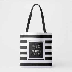 Stylishes trendiges Monogramm Schwarz-Weiß-Streife