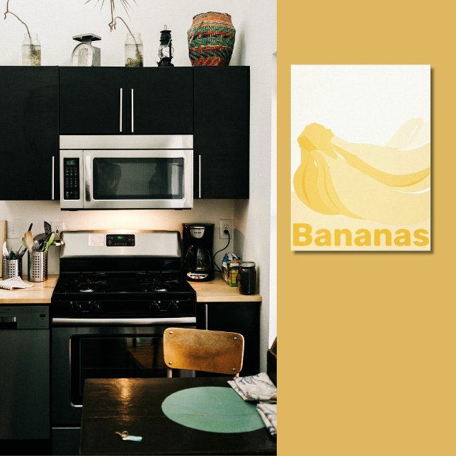 Stylisierte Bananen Gelblich-Weiße Küchenwand Leinwanddruck (Stylized Bananas Yellowish-White Kitchen Wall Canvas Print)