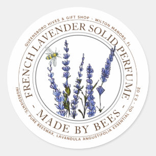 Stylisierte Bee Lavender Solid Parfüm Editable Lab Runder Aufkleber