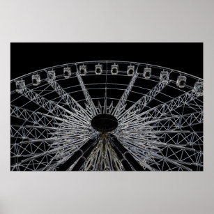 Stylisierte Black White Neon Ferris Radfotografie Poster