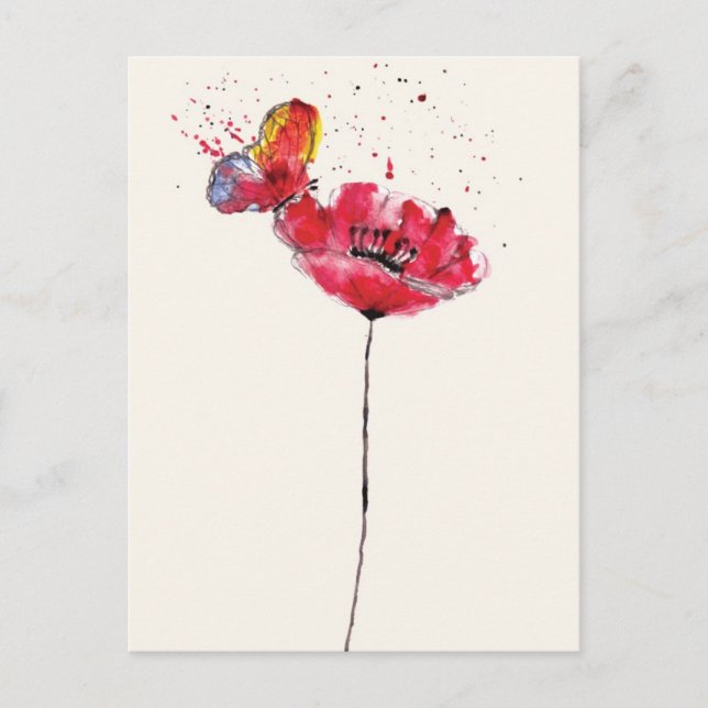 Stylisierte Blume aus Aquarellmohn Postkarte (Vorderseite)