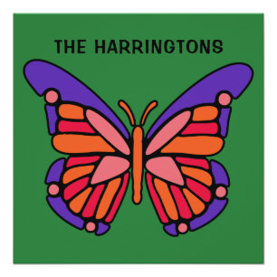 Stylisierte Butterfly-individuelle Name-Poster Poster