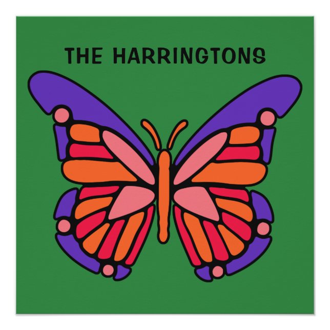 Stylisierte Butterfly-individuelle Name-Poster Poster (Vorderseite)