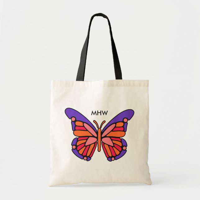 Stylisierte Butterfly-Taschen mit Monogramm Tragetasche (Vorne)