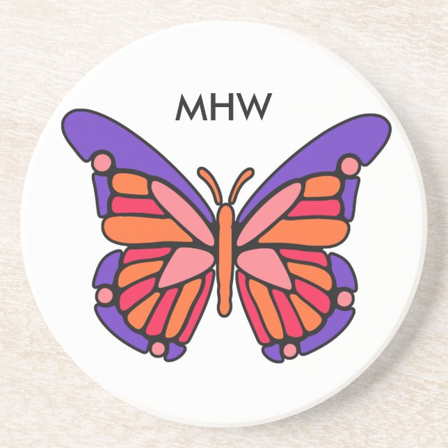 Stylisierte Butterfly-Untersetzer Sandstein Untersetzer (Vorne)