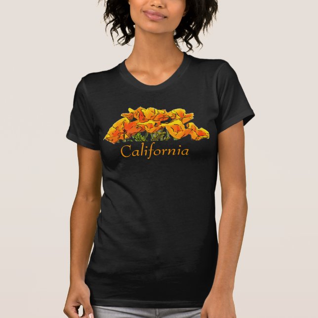 Stylisierte California Poppy Art, Text "California T-Shirt (Vorderseite)