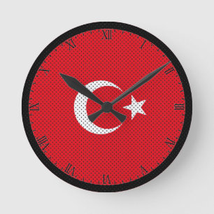 Stylisierte Flagge der Türkei Runde Wanduhr