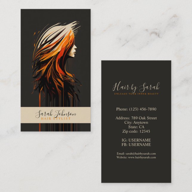 Stylisierte Hair Salon Business Card Visitenkarte (Vorne/Hinten)