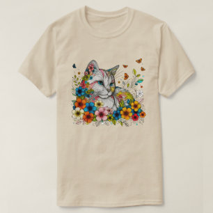 Stylisierte Illustration von Katzenschmetterlingen T-Shirt