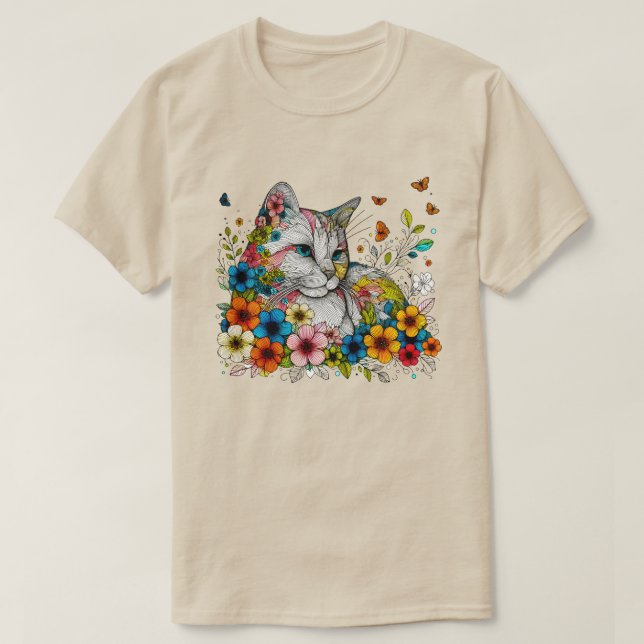 Stylisierte Illustration von Katzenschmetterlingen T-Shirt (Design vorne)