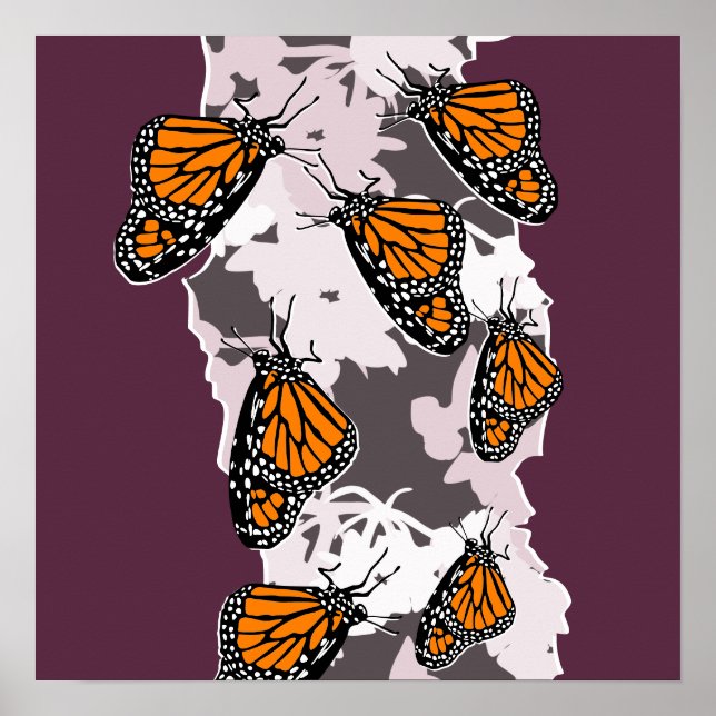 Stylisierte Insekten Monarch Butterflies Orange Vi Poster (Vorne)