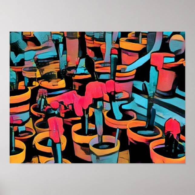 Stylisierte Kaktus A3 Cool Poster (Vorne)