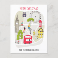 Stylisierte Karte Merry Christmas Name aus London