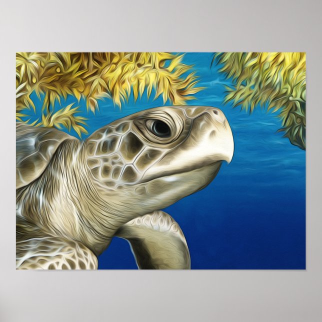 Stylisierte Kemps Ridley Sea Turtle Poster (Vorne)