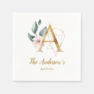 Stylisierte Letter A Floral Wedding Napkins Serviette