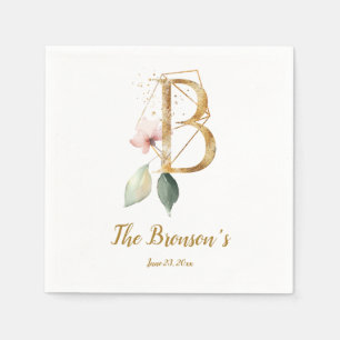 Stylisierte Letter B Floral Wedding Napkins Serviette