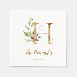 Stylisierte Letter H Floral Wedding Napkins Serviette
