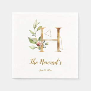 Stylisierte Letter H Floral Wedding Napkins Serviette