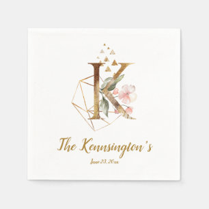 Stylisierte Letter K Floral Wedding Napkins Serviette