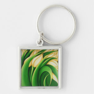 Stylisierte leuchtende gelbe Tulips Schlüsselanhänger