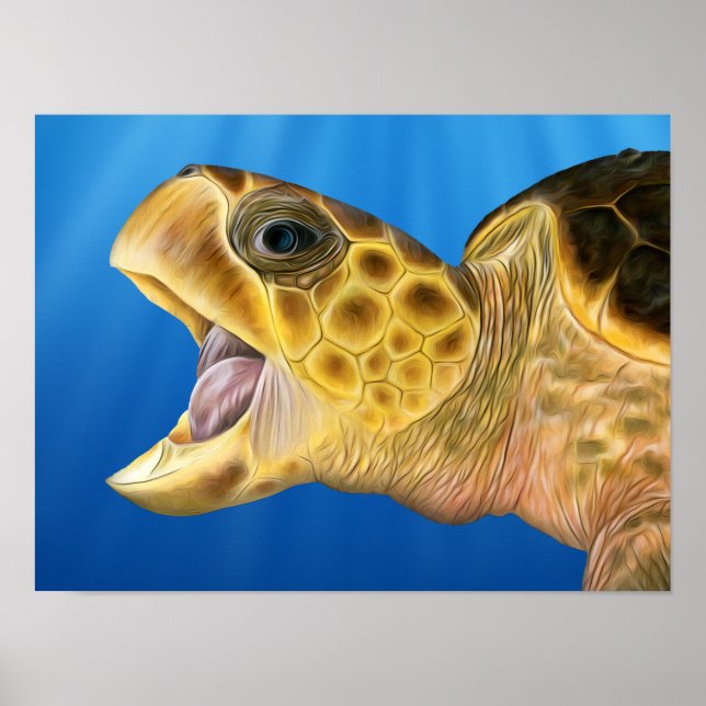 Stylisierte Loggerhead Open Mouth Poster (Vorne)