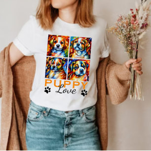 Stylisierte Niedliche Welpen T - Shirt