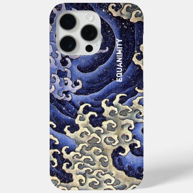 Stylisierte Ocean Wave Navy Blue und Ivory Case-Mate iPhone Hülle (Rückseite)