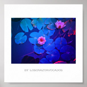 Stylisierte Pink Water Lily Blume Pflanze Poster