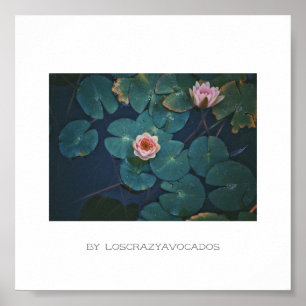 Stylisierte Pink Water Lily Blume Pflanze Poster