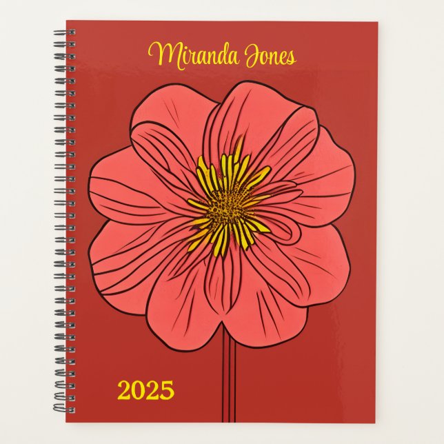 Stylisierte Red Poppy Personalisiert Planer (Vorderseite)
