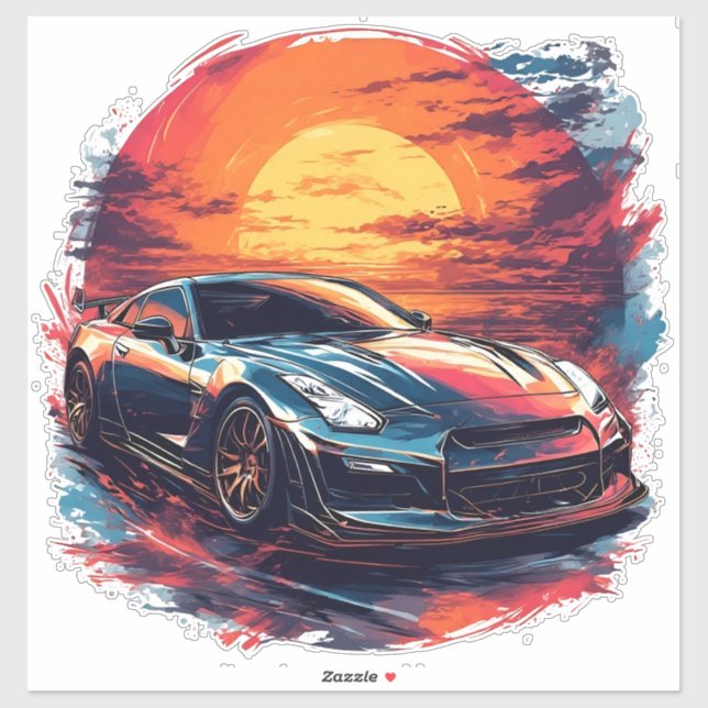 Stylisierte Rennsportwagen Aufkleber (Blatt)