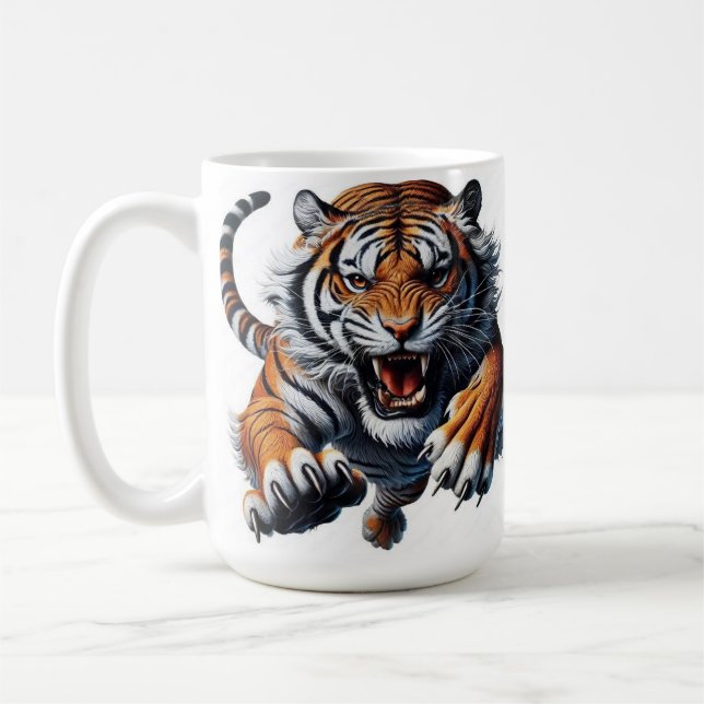 Stylisierte Roaring Tiger Illustration Kaffeetasse (Links)