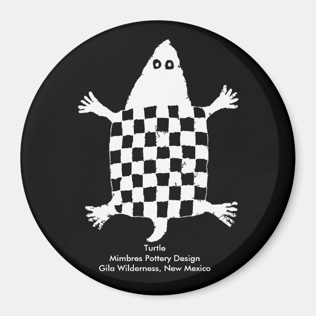 Stylisierte Schildkröte - Mimbres Pottery Design Magnet (Vorne)