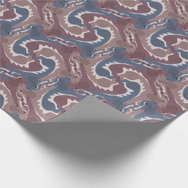 Stylisierte Swirling Hares Tesselung 7 Wrapping P Geschenkpapier (Ecke)