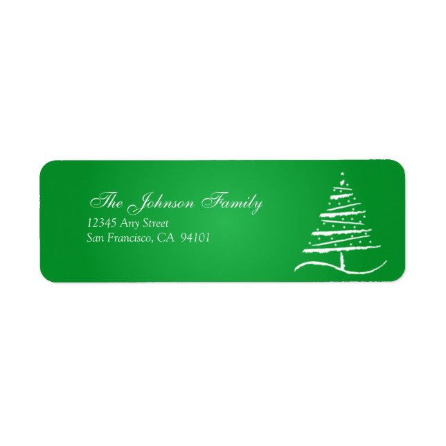 Stylisierte Tree Holiday Address Labels (grün) (Vorne)