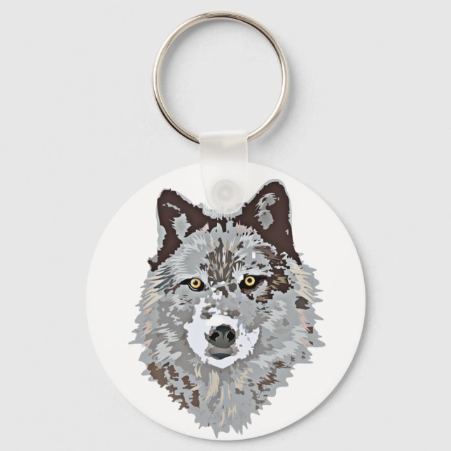 Stylisierte Wolf Head Schlüsselanhänger (Vorderseite)