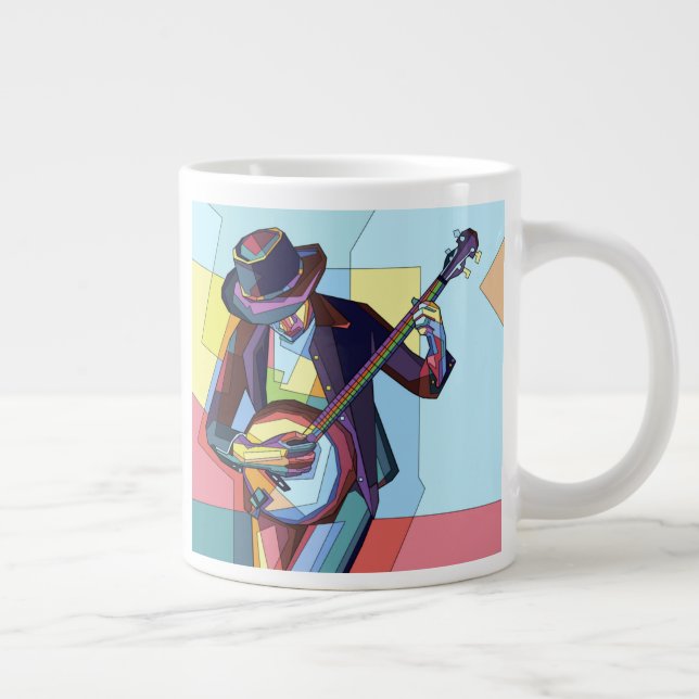 Stylisierter Banjo-Spieler, Musikerin Jumbo-Tasse (Rechts)