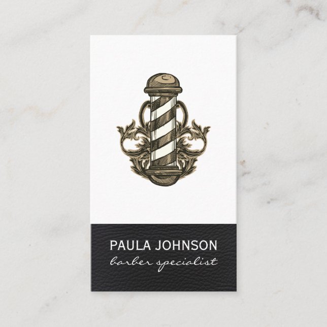 Stylist Barber Pole Ernennung Leather Visitenkarte (Vorderseite)