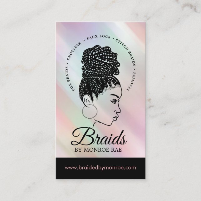 Stylist Braider Braids Beauty Salon Visitenkarte (Vorderseite)