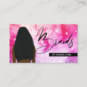 Stylist Braider Salon Braids Pink Aquarellon Visitenkarte