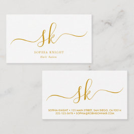 Stylist Custom Monogram Gold Script Visitenkarte