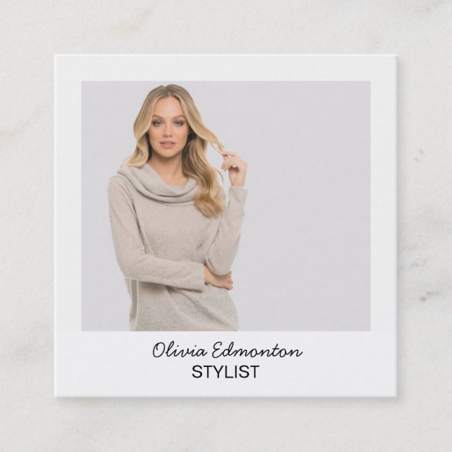 Stylist Fashion Foto Benutzerdefinierte Vorlage Sc Quadratische Visitenkarte (Vorderseite)