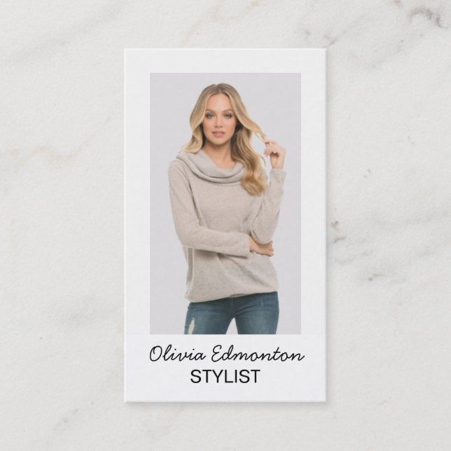 Stylist Fashion Foto Benutzerdefinierte Vorlage Sc Visitenkarte (Vorderseite)