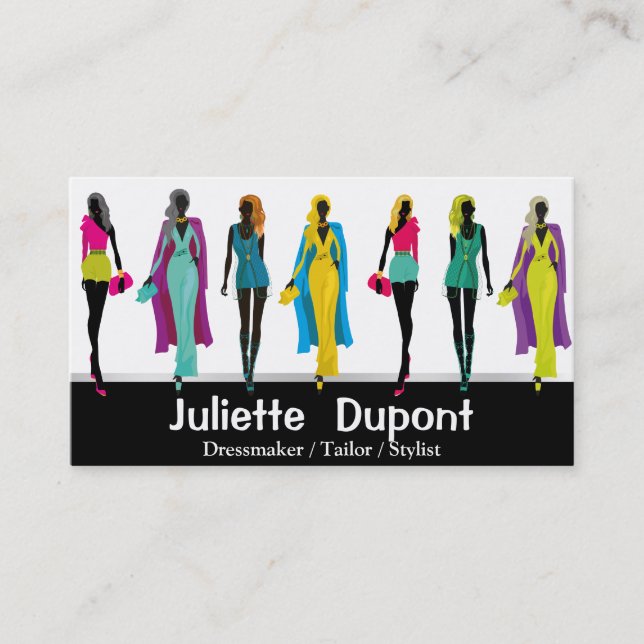 Stylist-Fensterscheibe für Mode-Designer Schwarz-w Visitenkarte (Vorderseite)