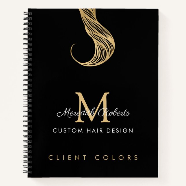 Stylist Gold Black Monogram Notizbuch (Vorderseite)
