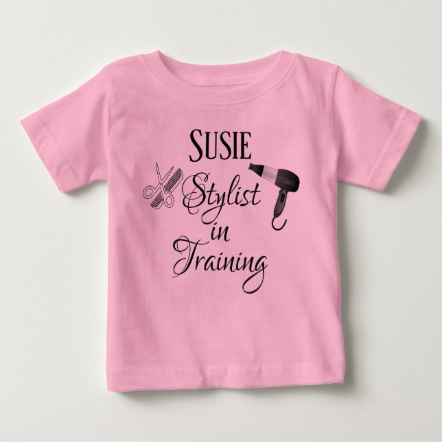 Stylist in Ausbildung Baby Romper Salon Beautician Baby T-shirt (Vorderseite)