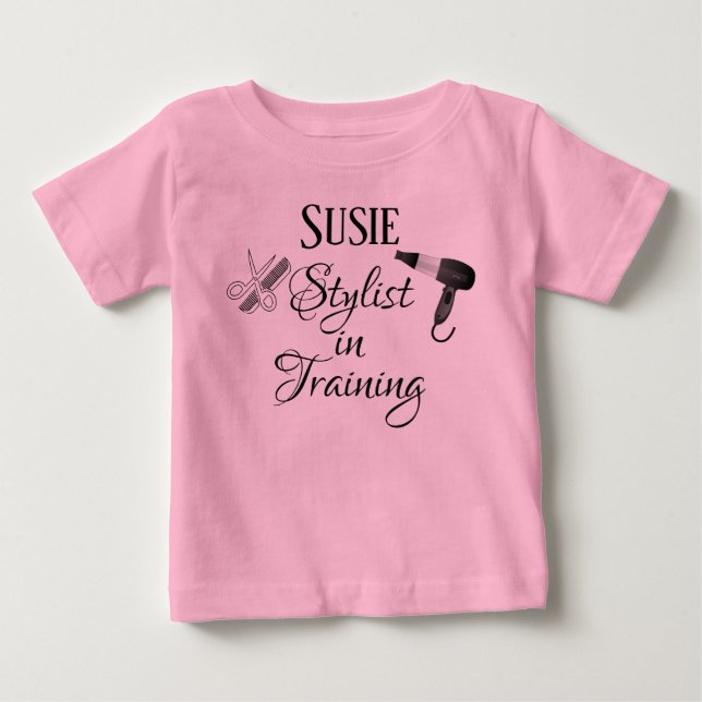 Stylist in Ausbildung Baby Romper Salon Beautician T-shirt (Vorderseite)