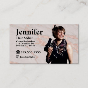Stylist Marble Foto Business Card mit QR Code Visitenkarte
