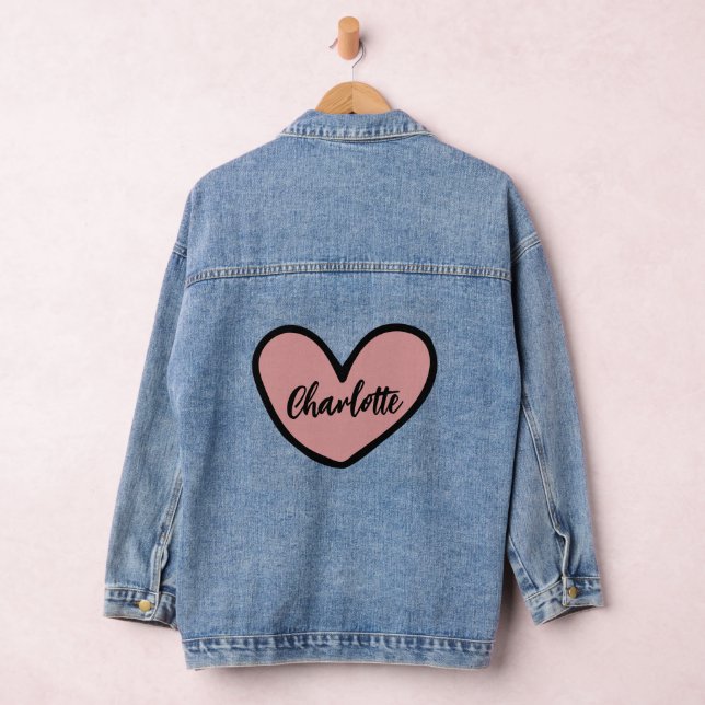 Stylist Niedlich Sweet Heart Pattern Brautpaargesc Jeansjacke (Hangar)
