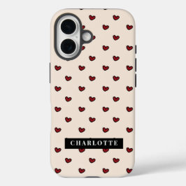 Stylist Niedlich Sweet Red Heart Muster Monogramm iPhone 16 Hülle